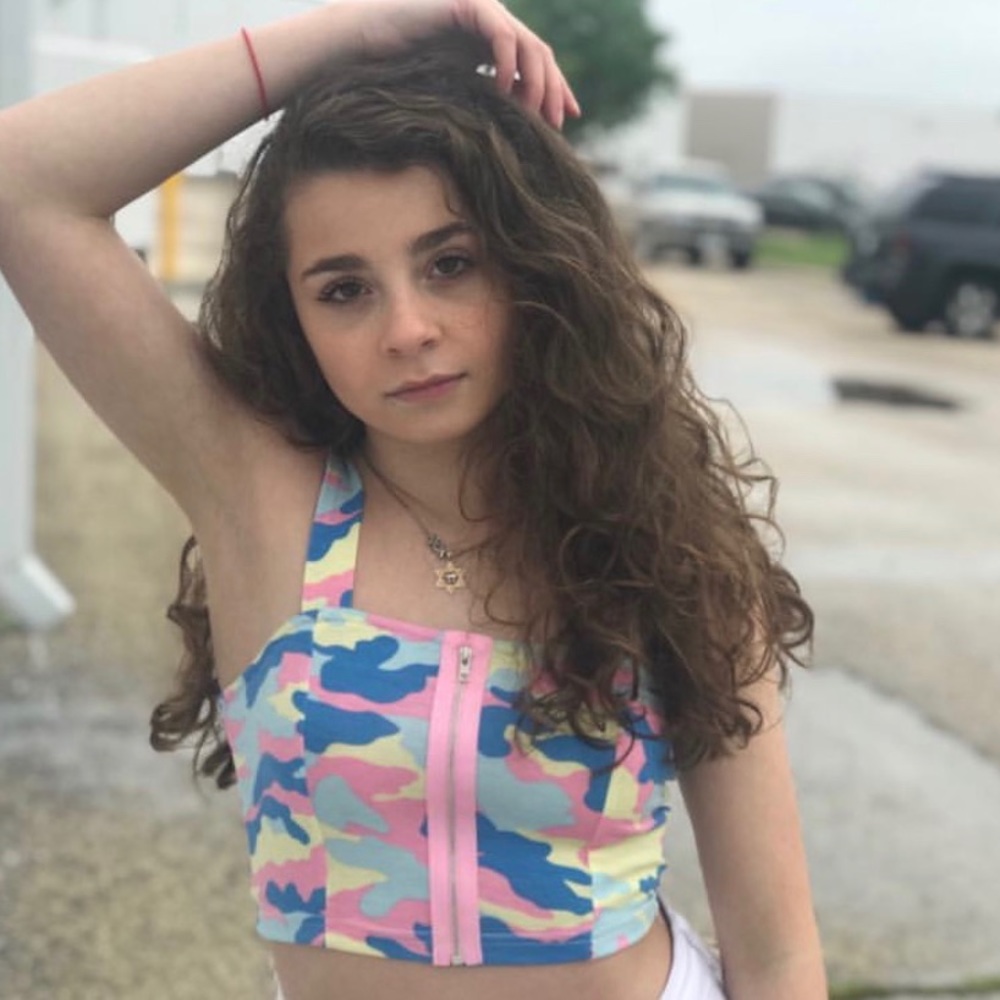 rainbow camouflage zipper crop top only worn once